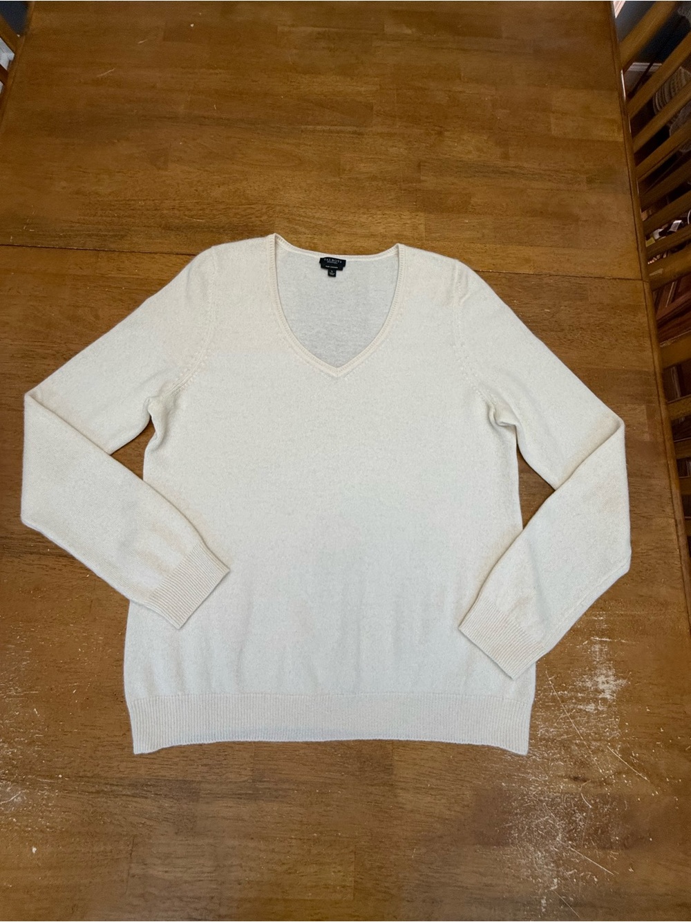 Talbots Cashmere V-Neck Sweater Ivory L